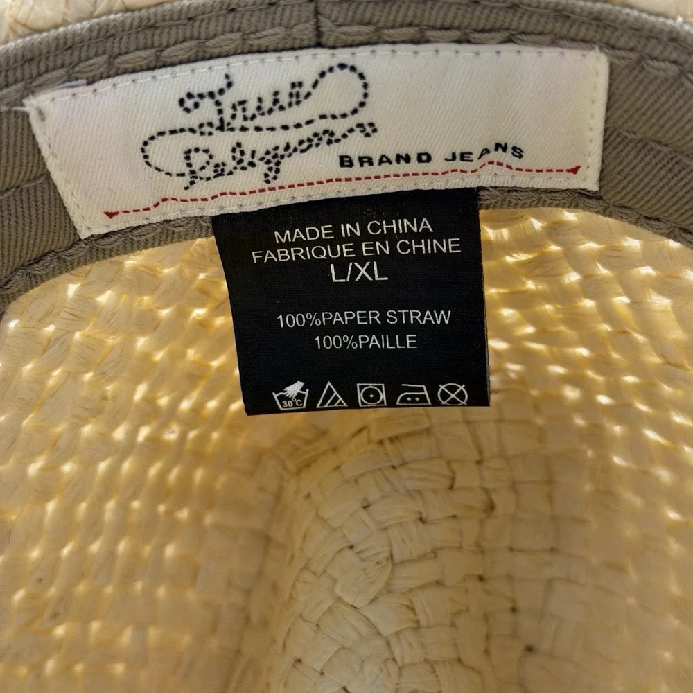 True‎ Religion Sz L/XL 100% Paper Straw Embroidered World Tour Buddha Trilby Hat
